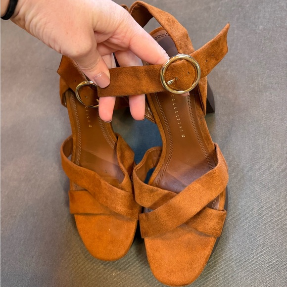 Zara Basic Collection Brown Block Chunky Heeled Sandals Size 7.5 - Picture 10 of 10